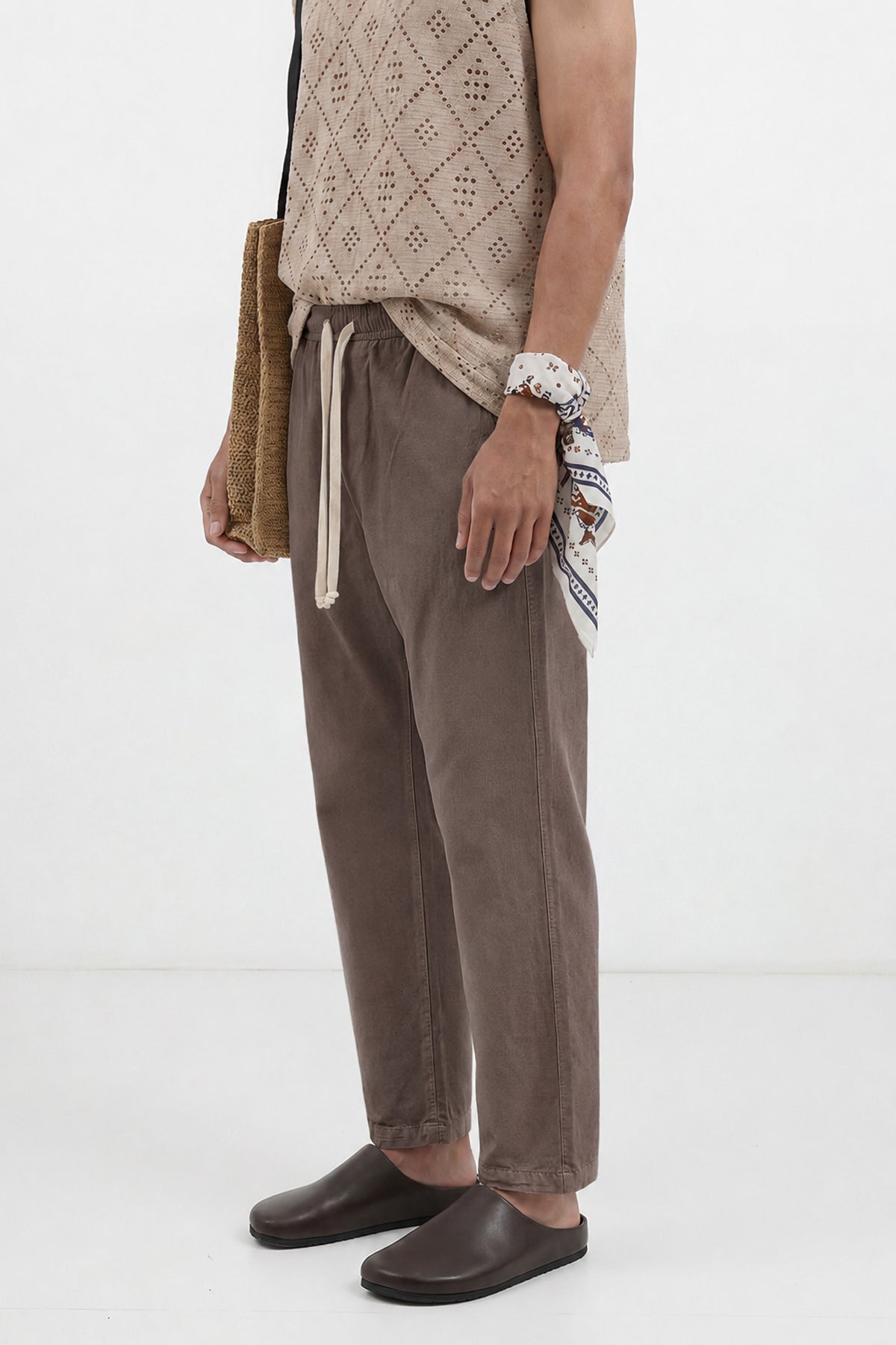 Linen-Look Waistbanded Pants