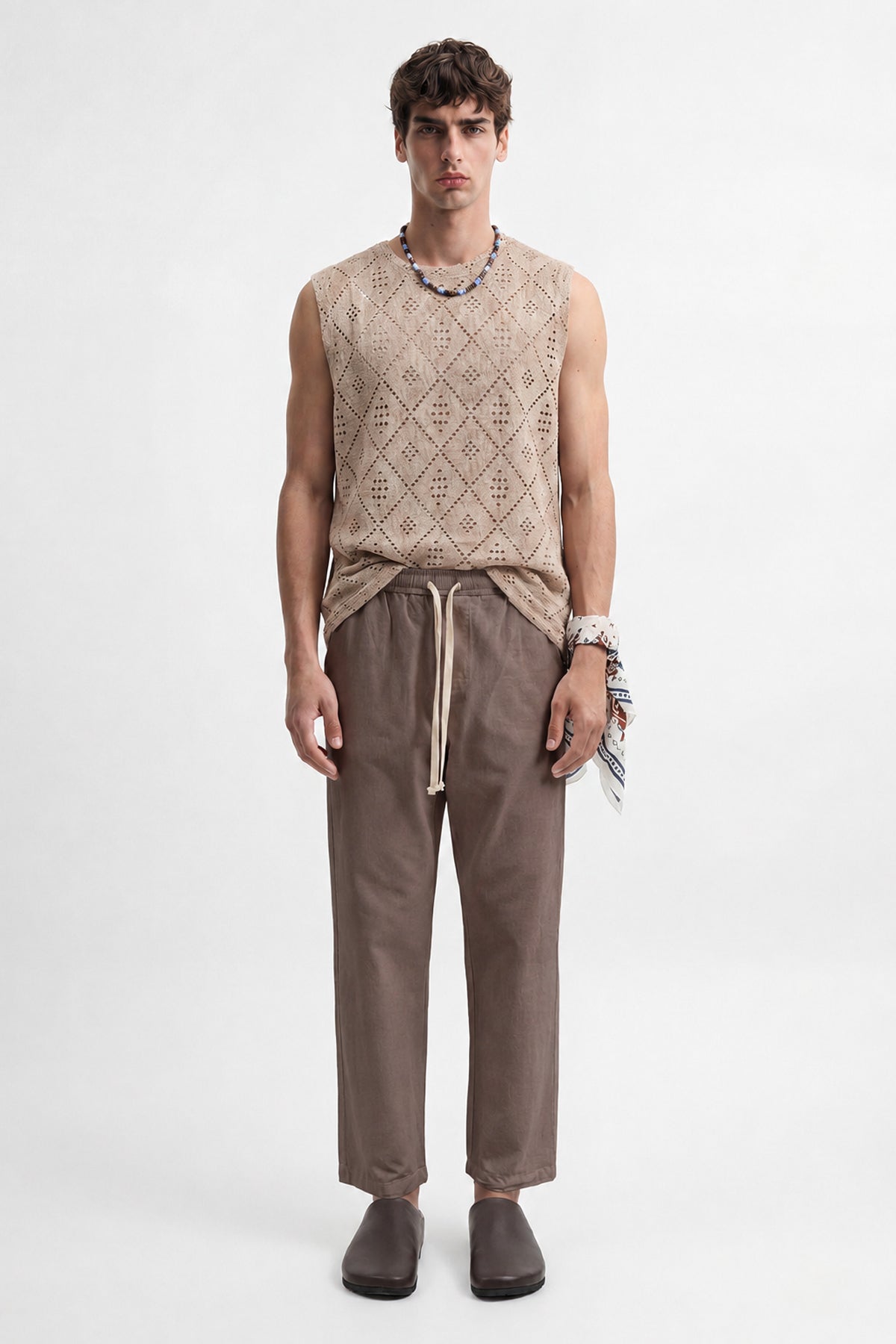Linen-Look Waistbanded Pants