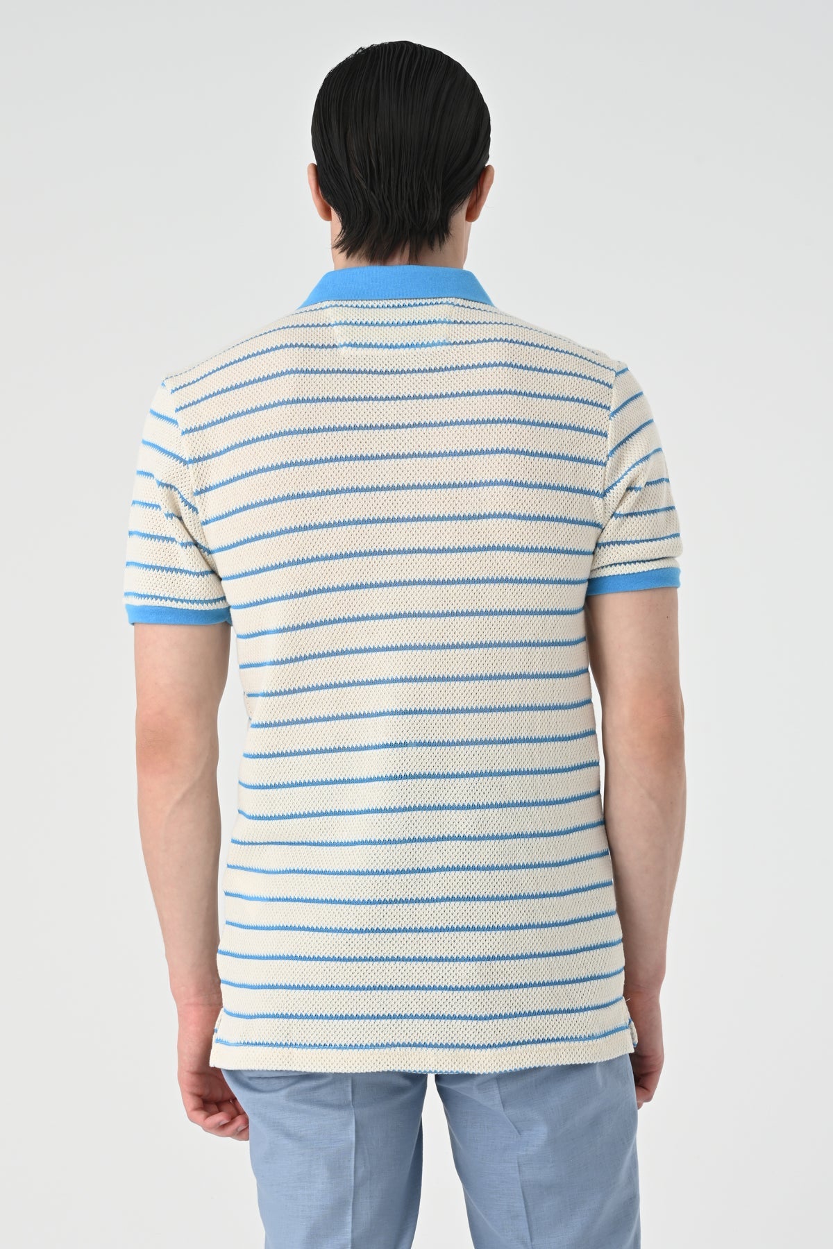 Men's Slim-Fit Striped Polo-Neck T-Shirt