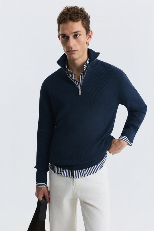 Men's Knit Sweater with a Zipper