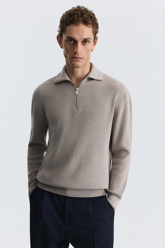 Men's Knit Sweater with a Zipper