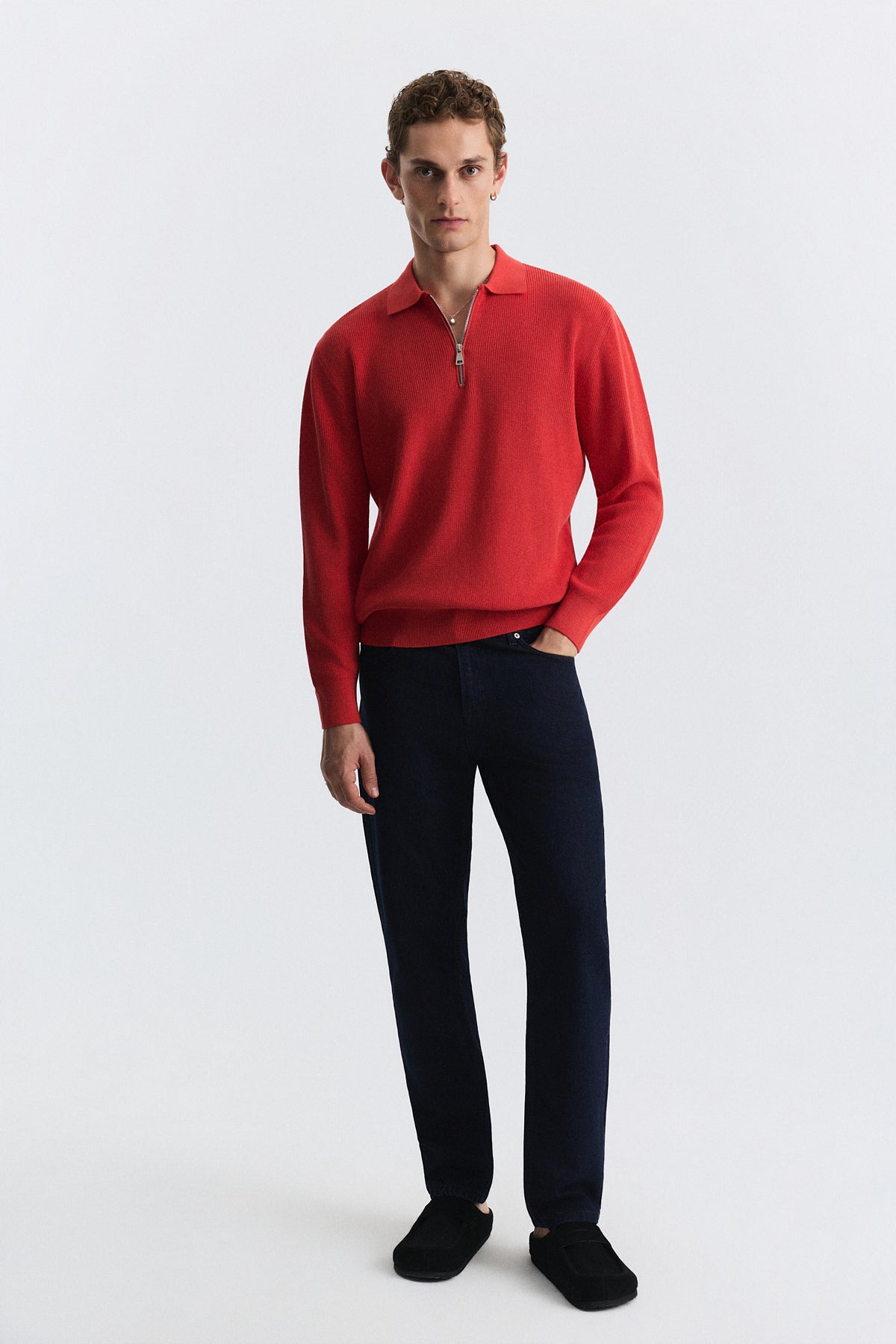 Men's Knit Sweater with a Zipper