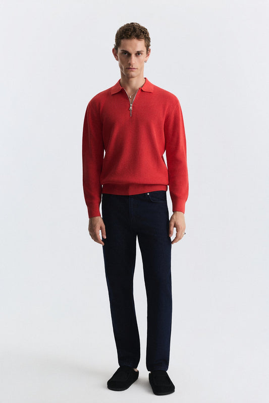 Men's Knit Sweater with a Zipper