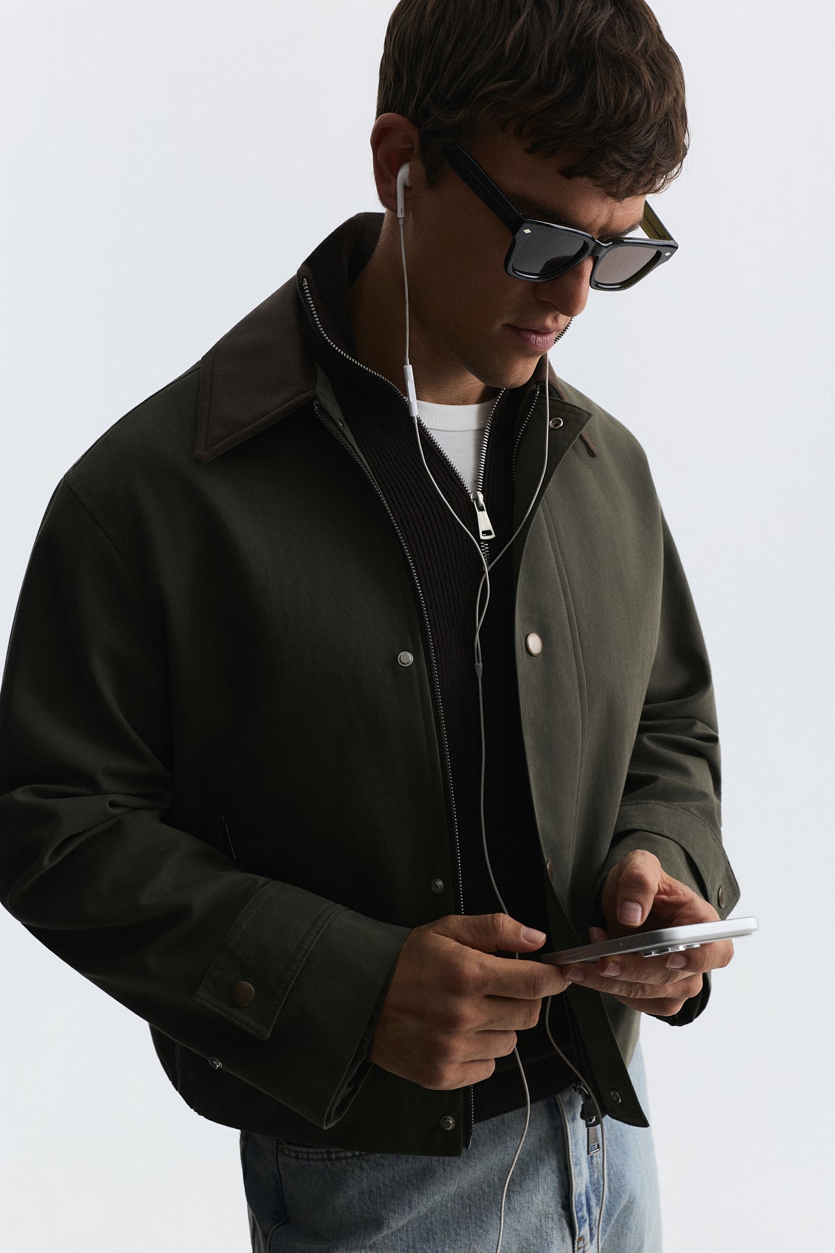 Men's Technical Jacket with Contrast Collar