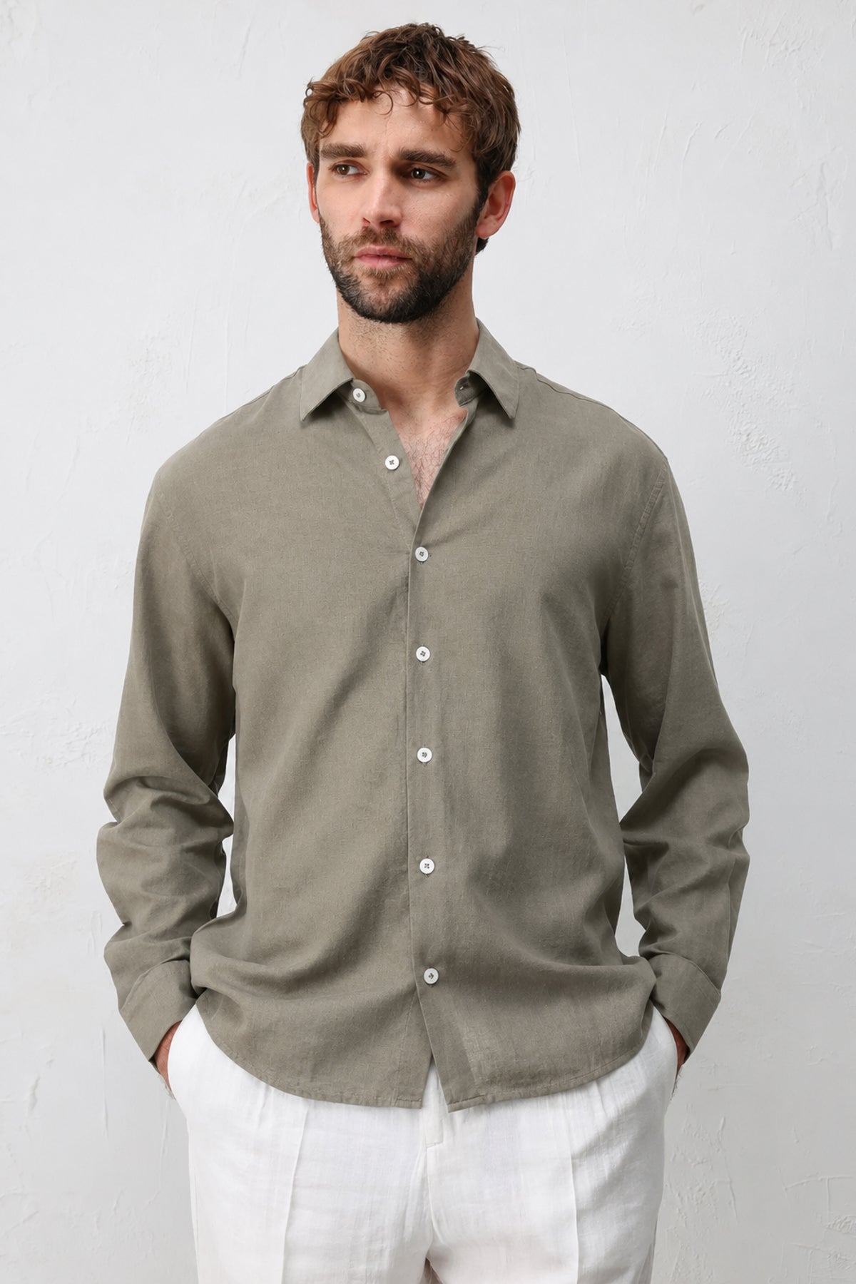 Men's Relaxed-Fit Shirt with Linen Blend