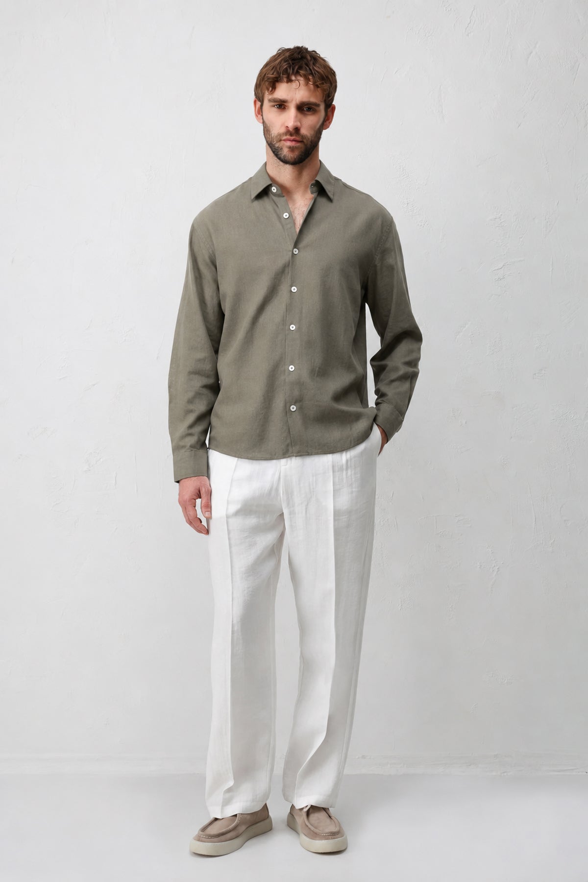 Men's Relaxed-Fit Shirt with Linen Blend