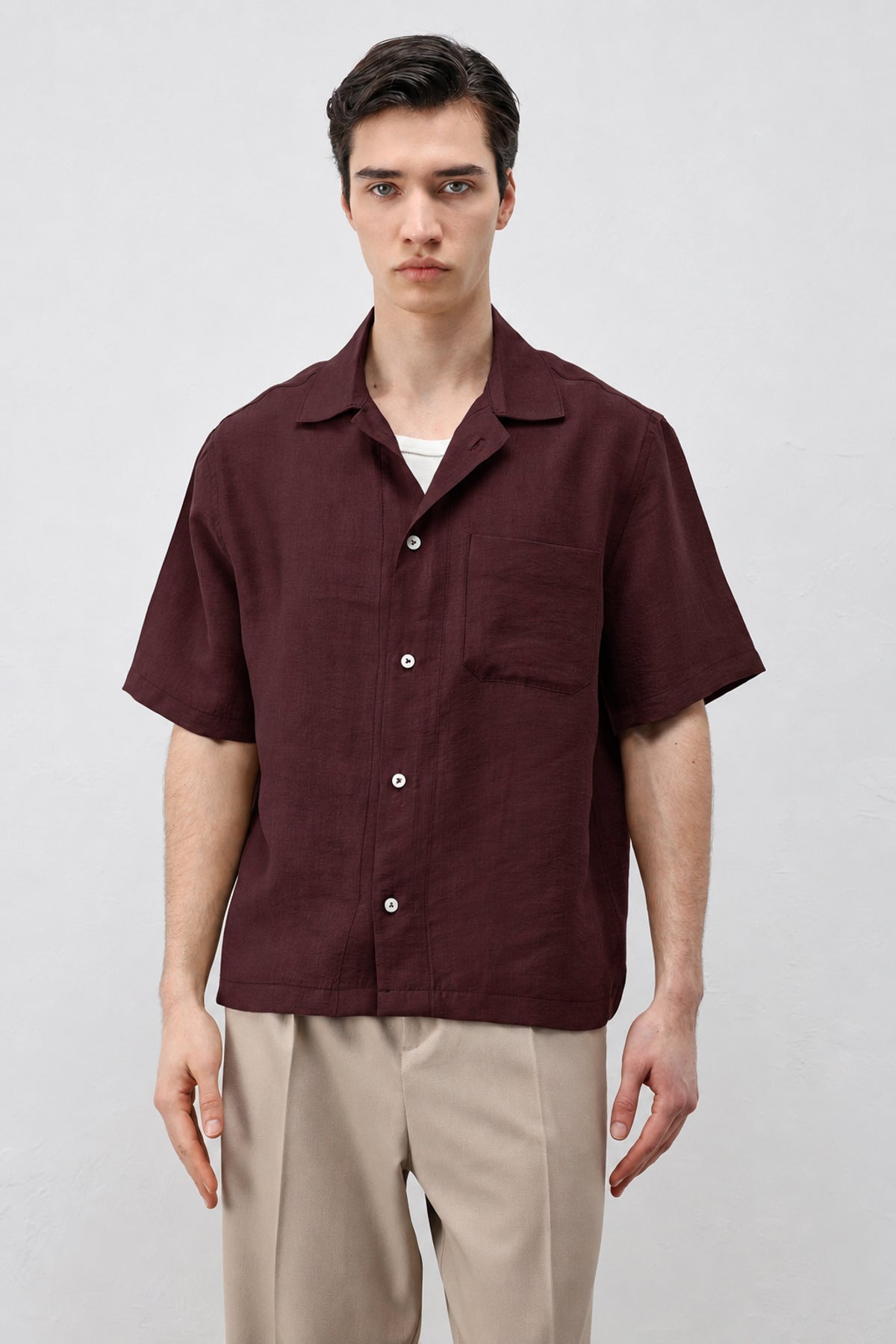 Men's Short-Sleeve Shirt with Lyocell Blend