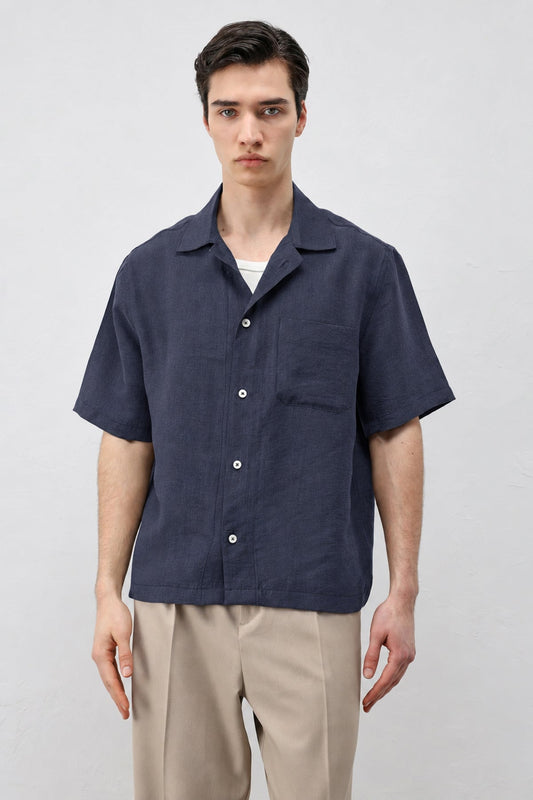 Men's Short-Sleeve Shirt with Lyocell Blend