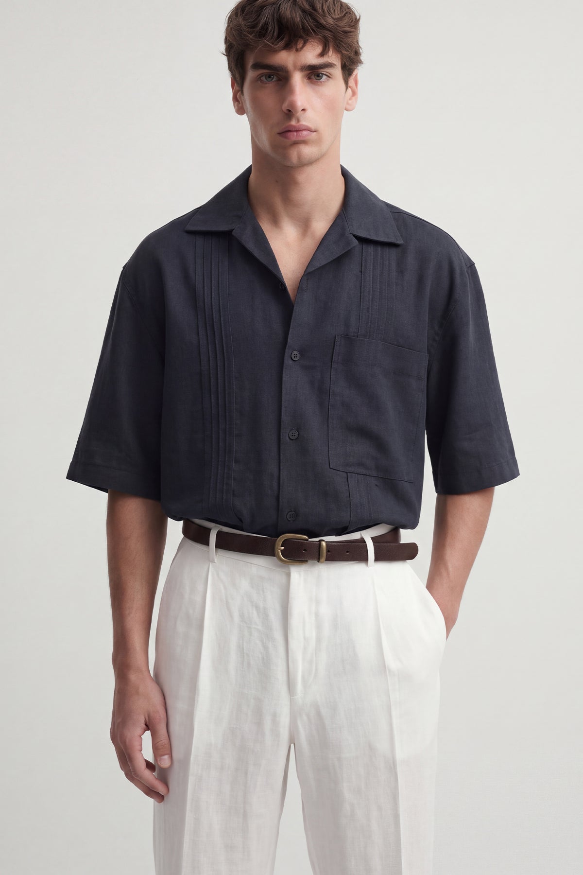 Striped Linen-Blend Shirt