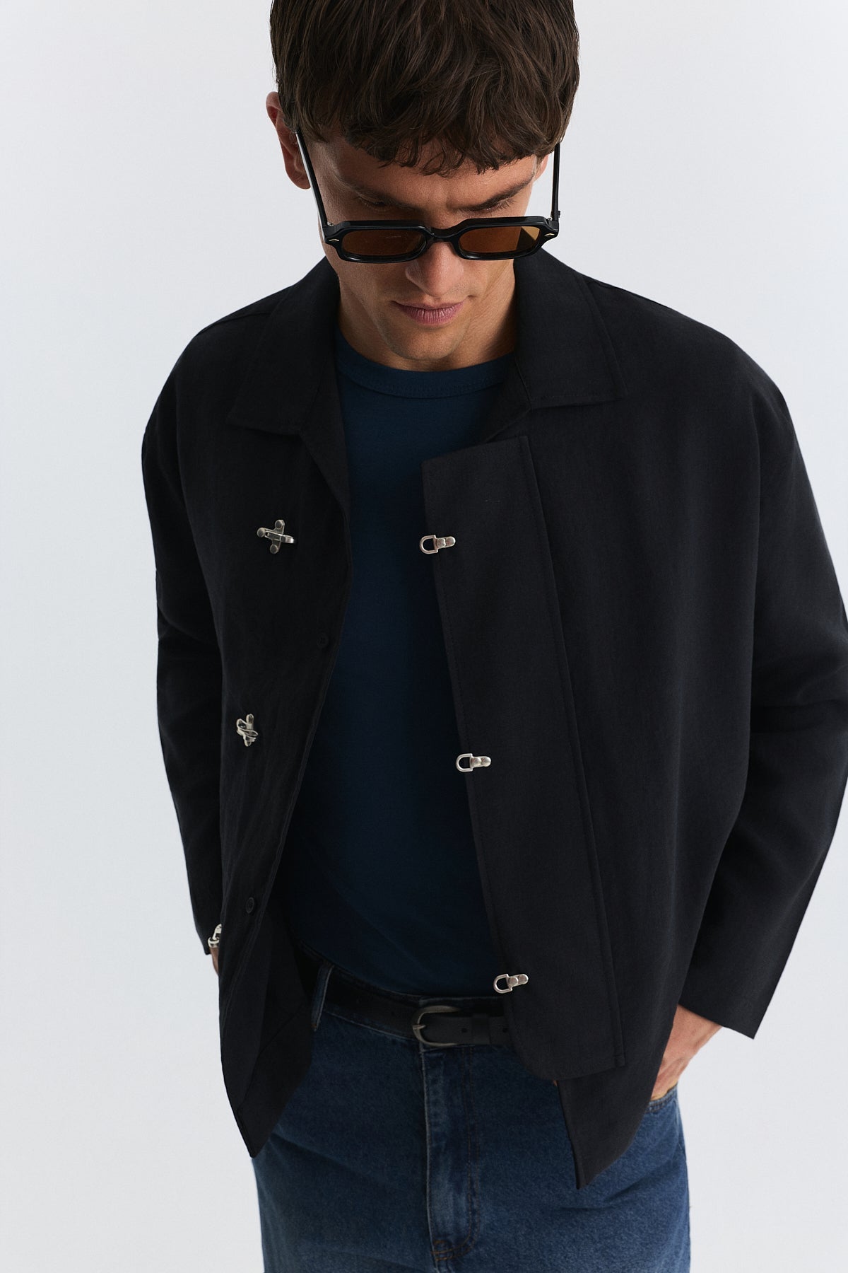 Lyocell Shirt with Metal Hooks