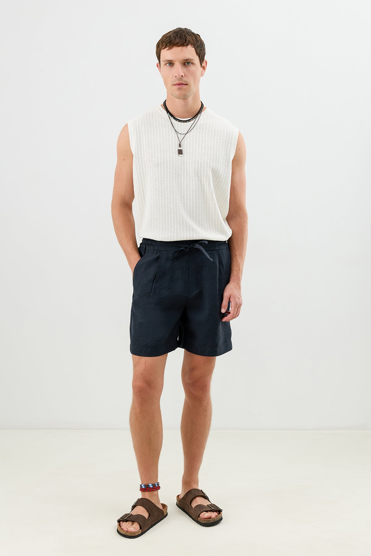 Pleated Shorts with Lyocell Blend