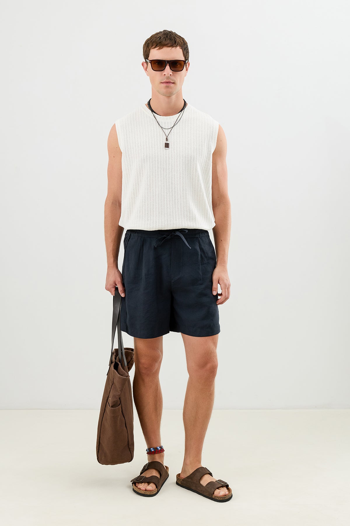 Pleated Shorts with Lyocell Blend