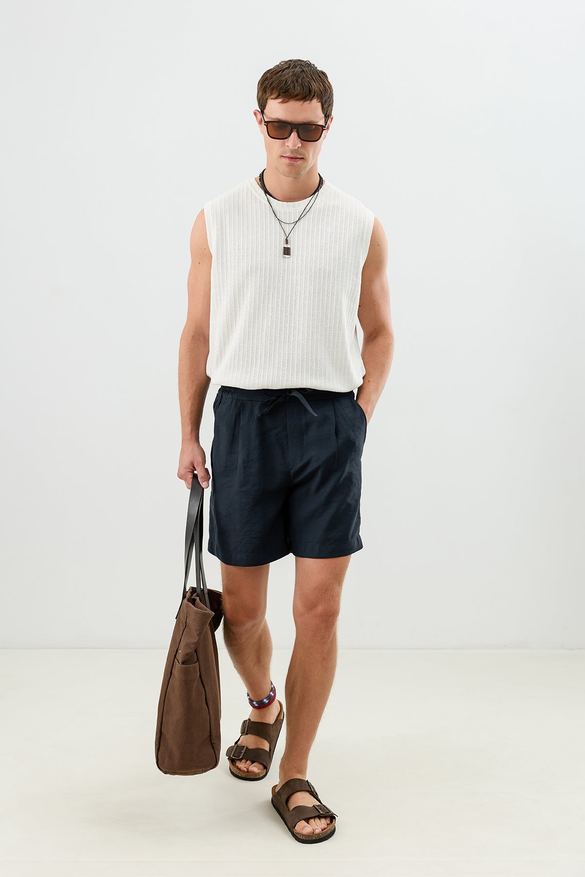 Pleated Shorts with Lyocell Blend