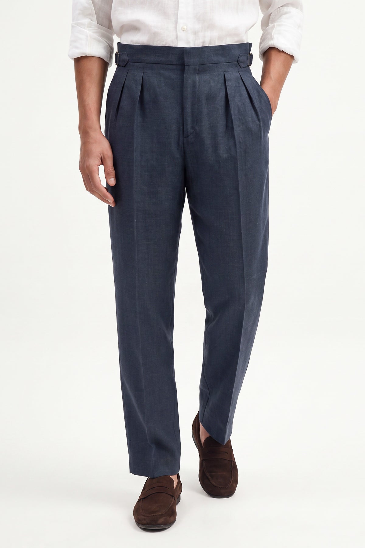 100% Linen Double-Pleated Pants