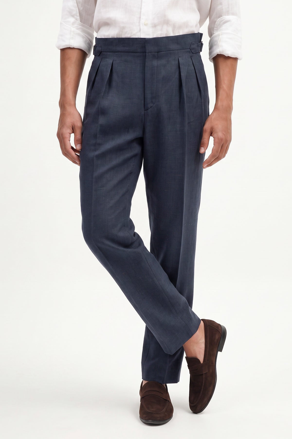 100% Linen Double-Pleated Pants