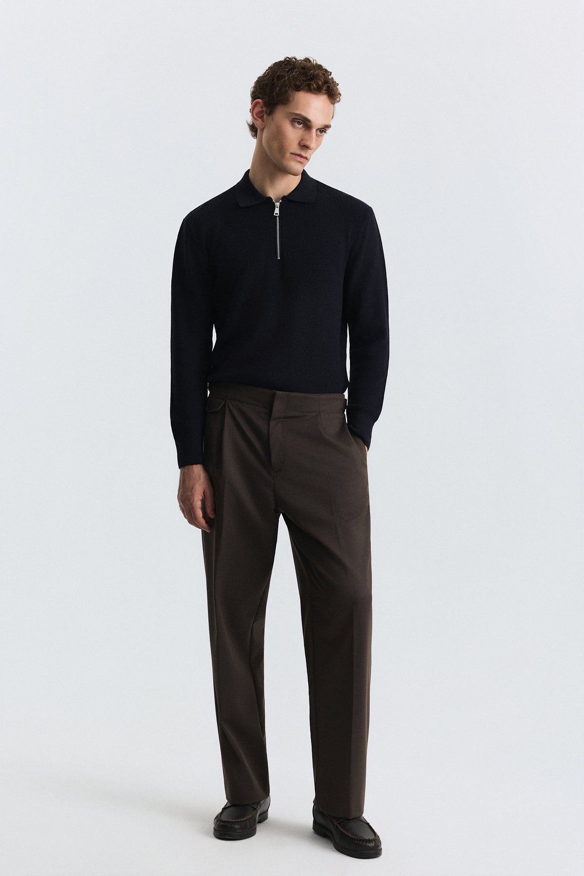 High-Waisted Pleated Pants