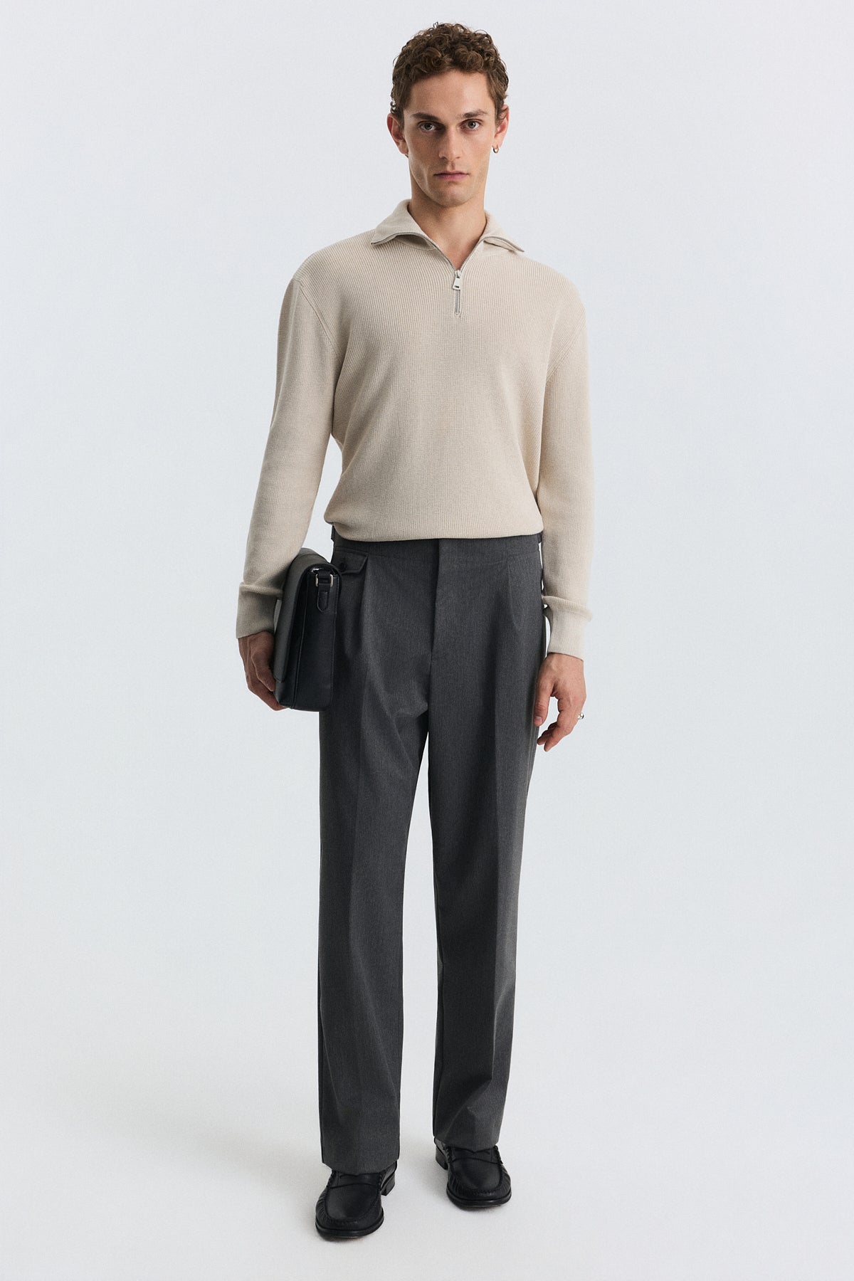 High-Waisted Pleated Pants