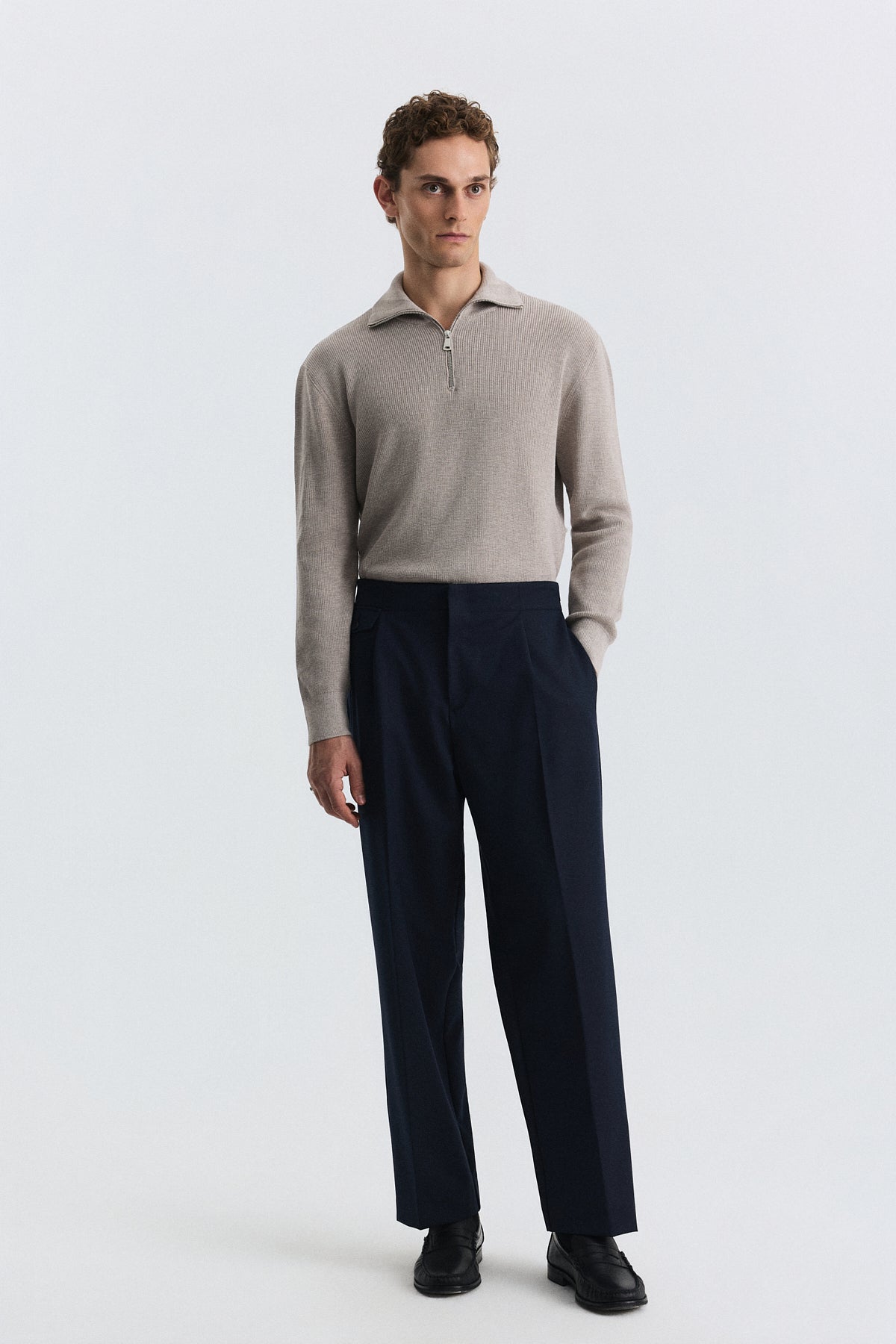 High-Waisted Pleated Pants