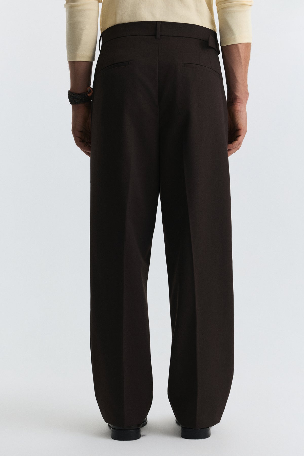 Arched-Waist Pleated Pants