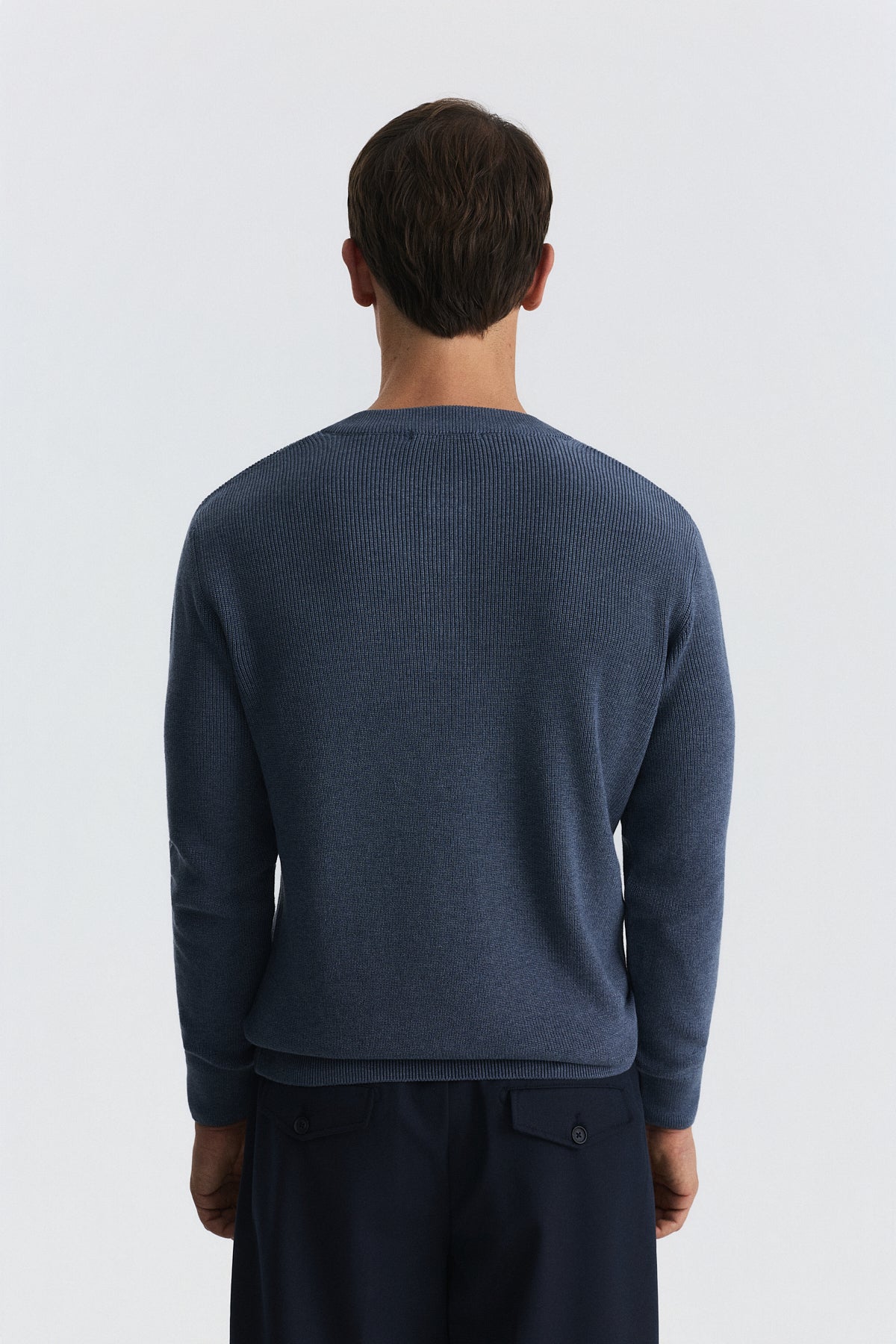Button-Neck Textured Sweater