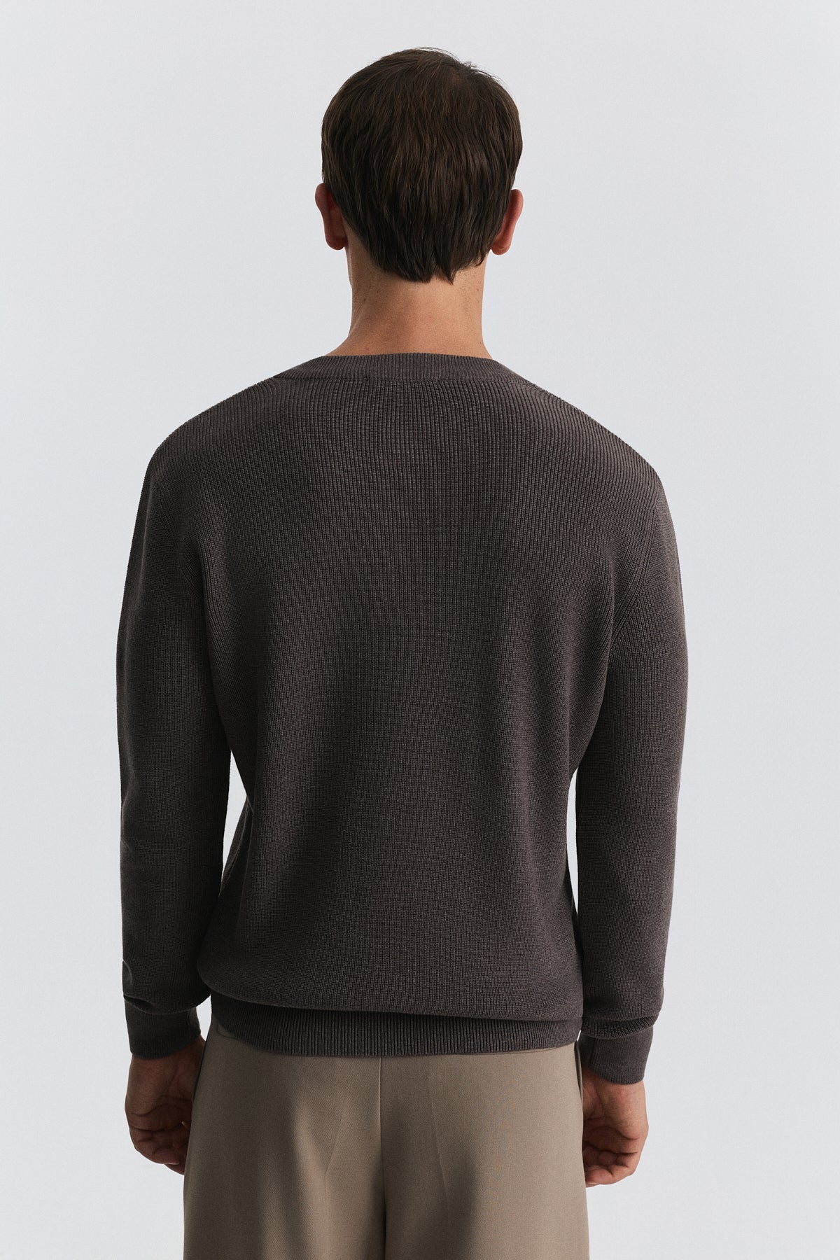 Button-Neck Textured Sweater