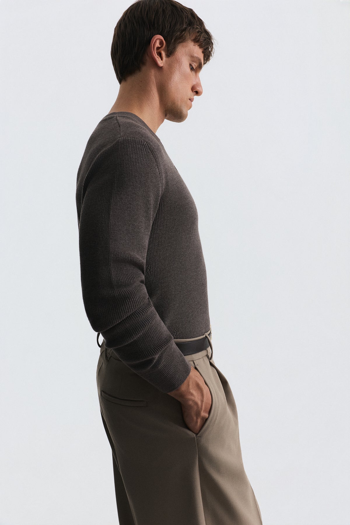 Button-Neck Textured Sweater