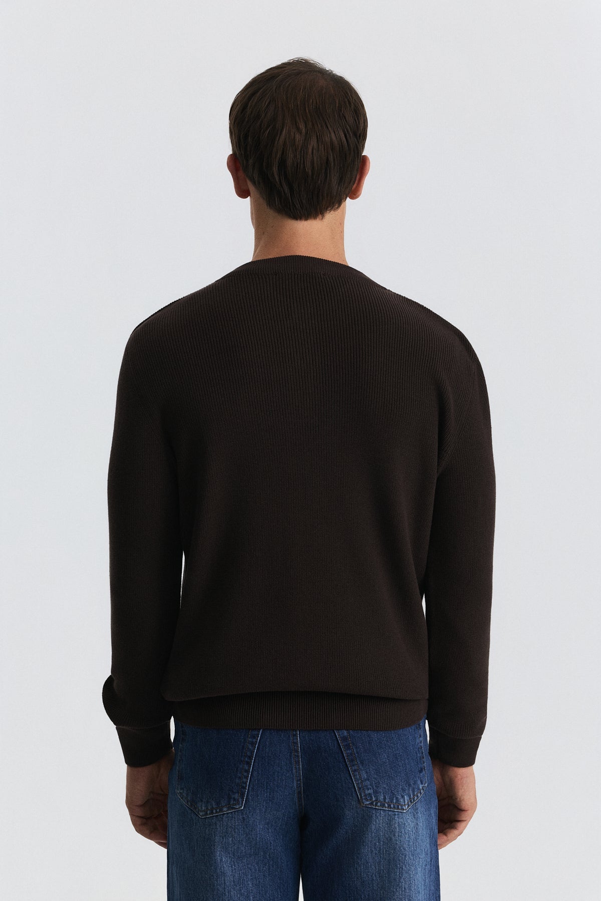 Button-Neck Textured Sweater