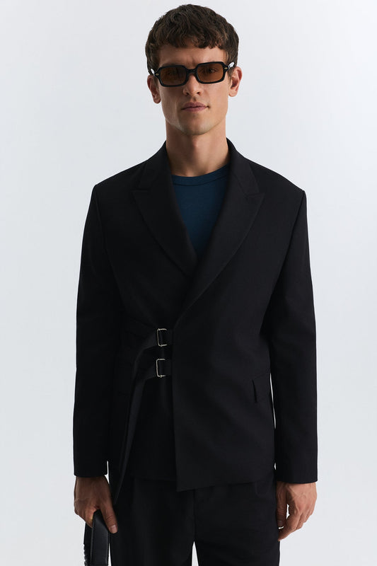 Blazer Jacket with a Snap Closure