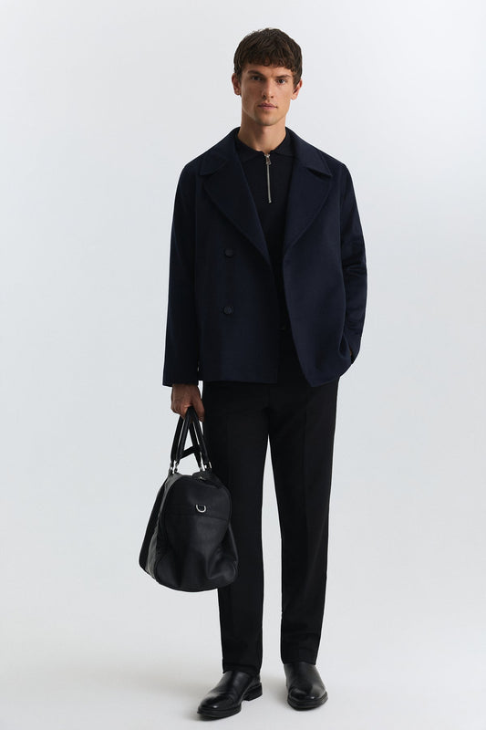 Relax Fit Short Coat with Double-Breasted Closure