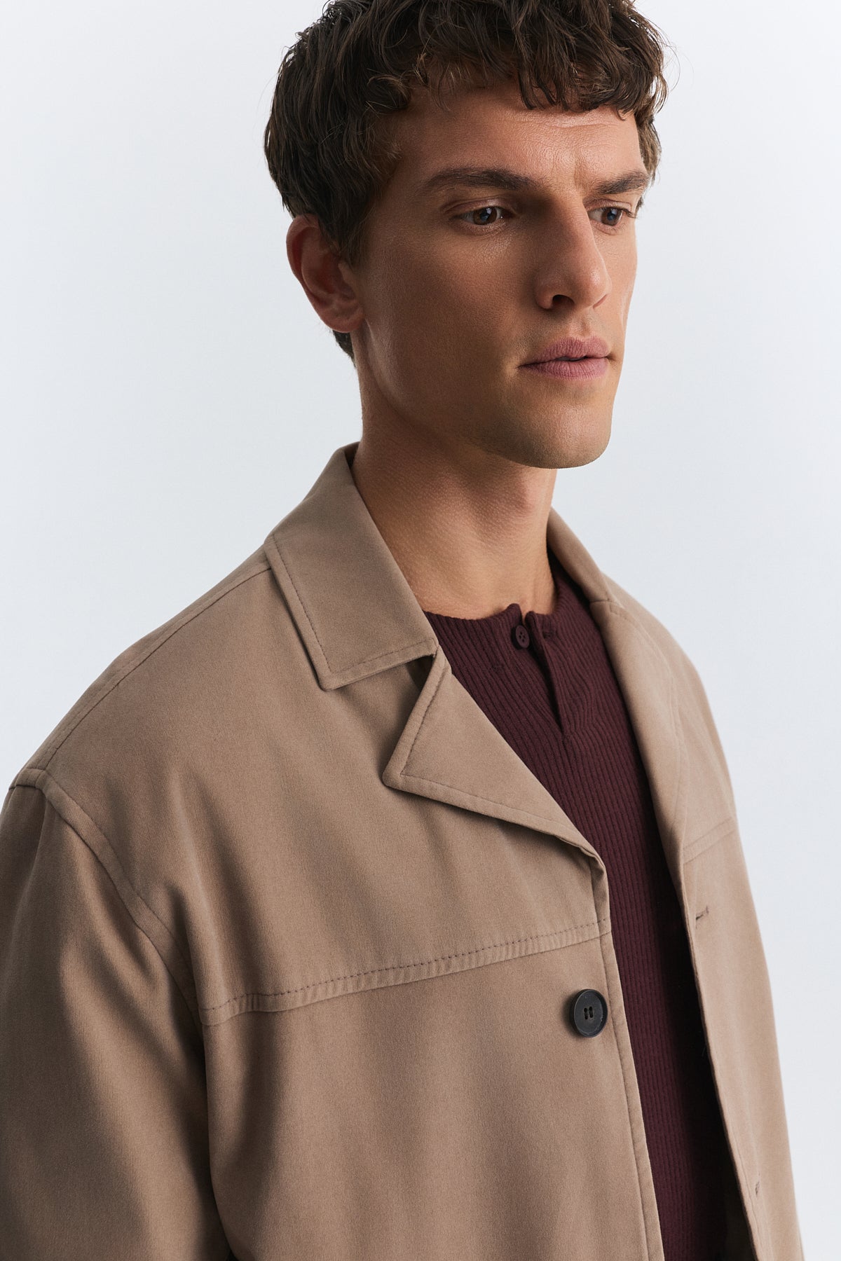 Crop Fit Faux Suede Jacket