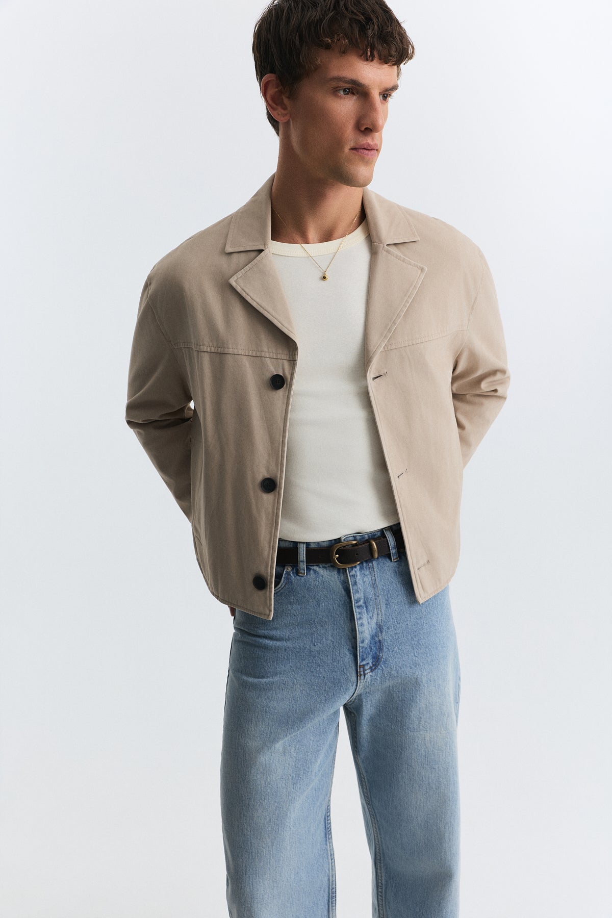 Crop Fit Faux Suede Jacket