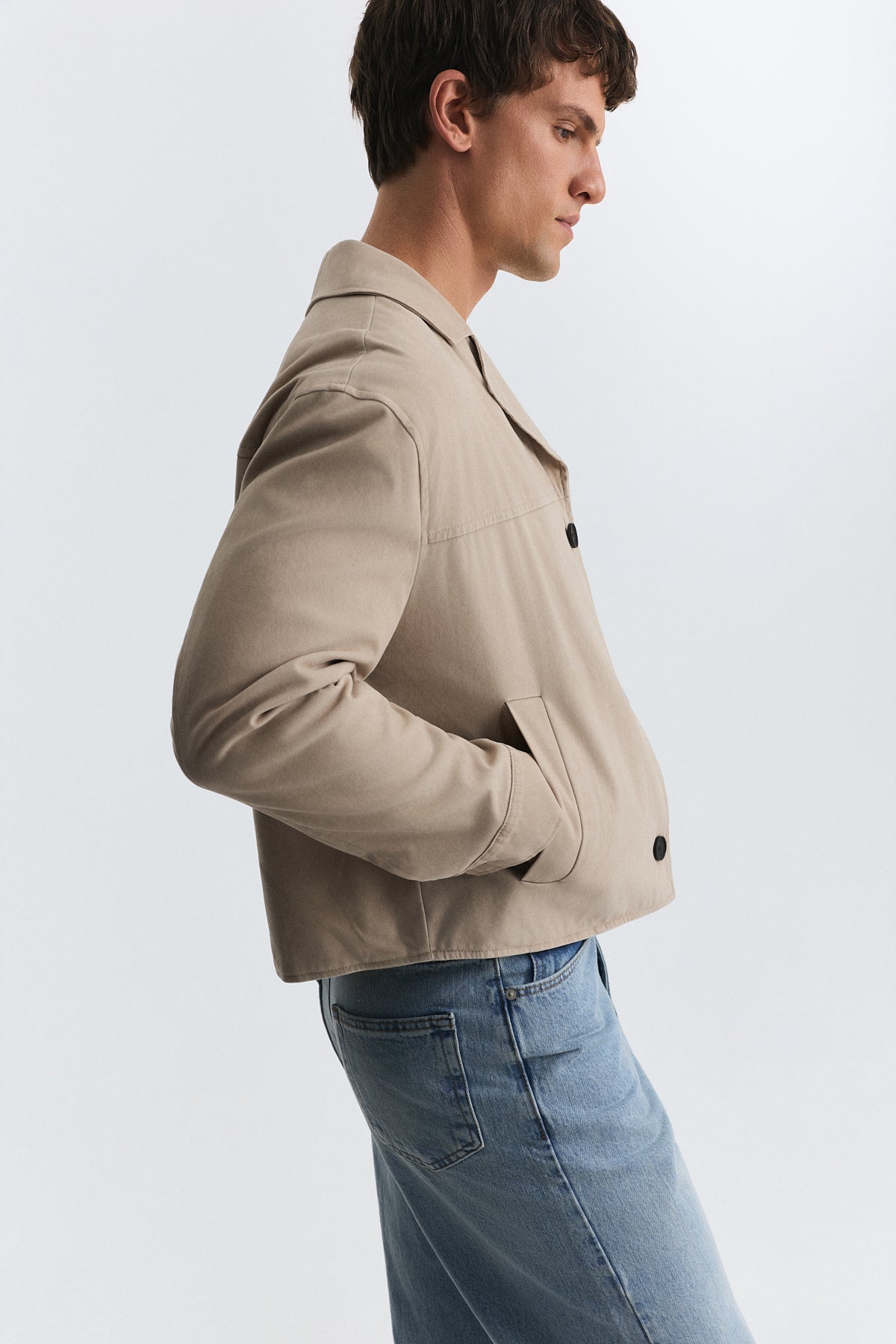 Crop Fit Faux Suede Jacket