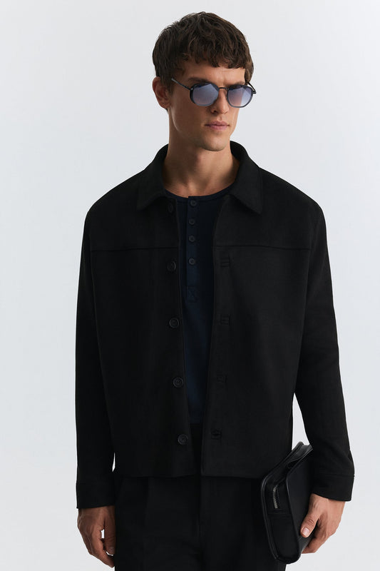 Relaxed Faux Suede Jacket
