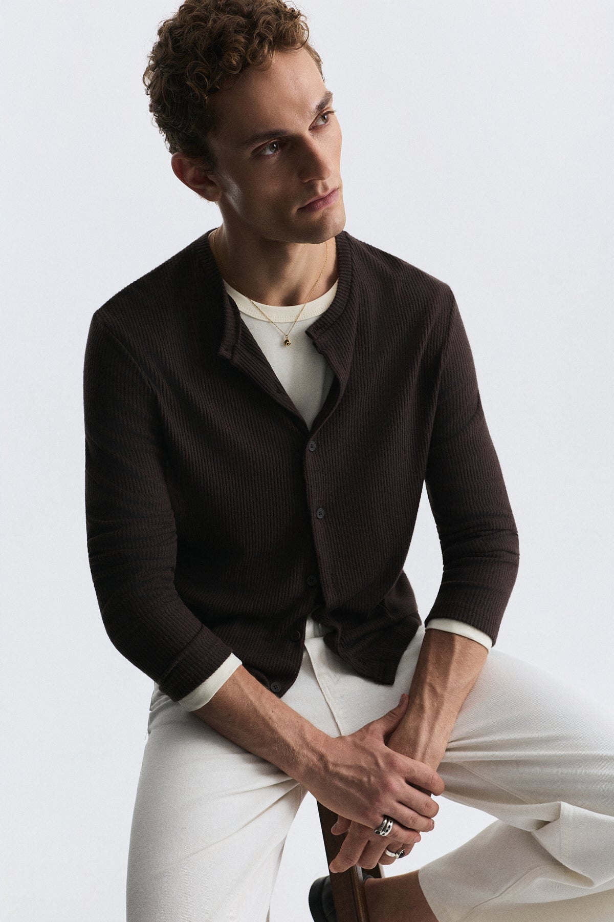 T-Shirt with Button Closure and Drawstring