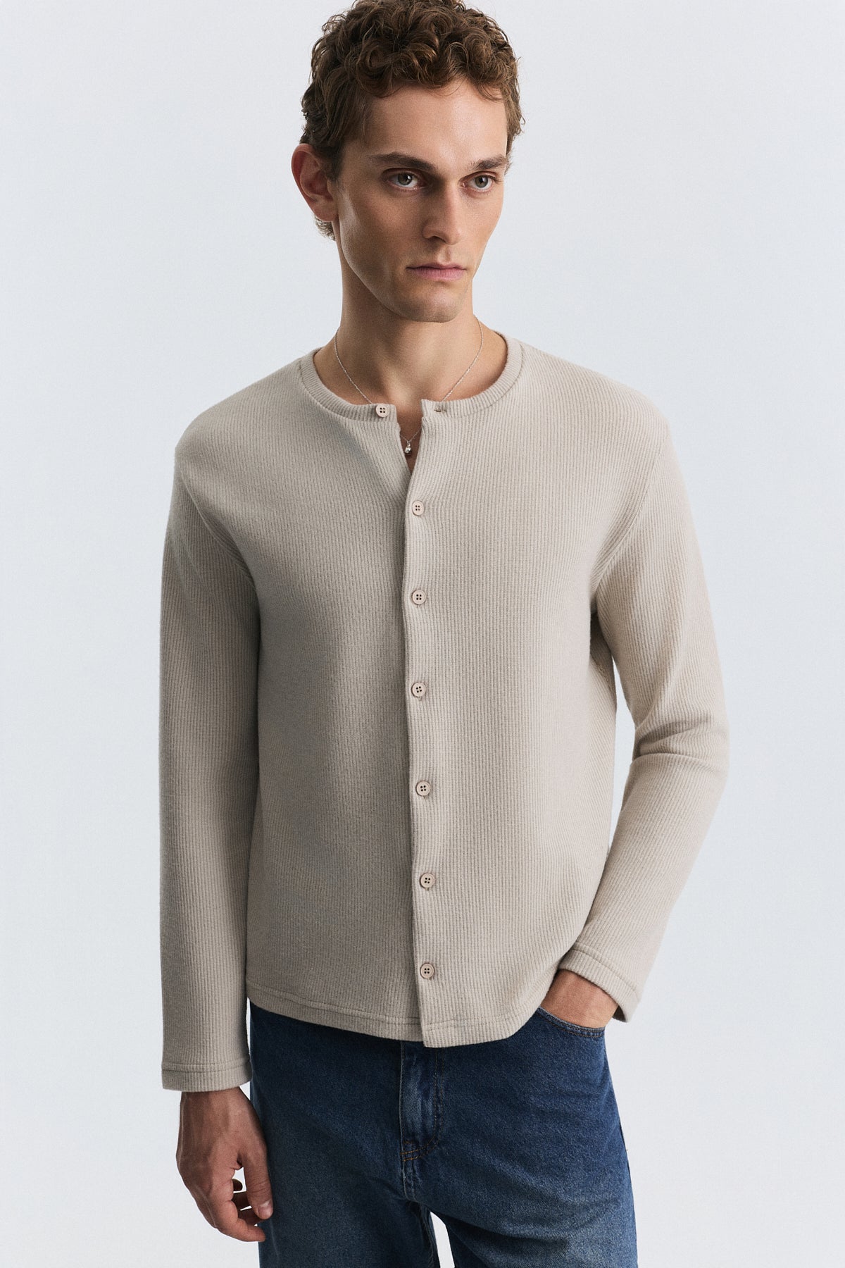 T-Shirt with Button Closure and Drawstring