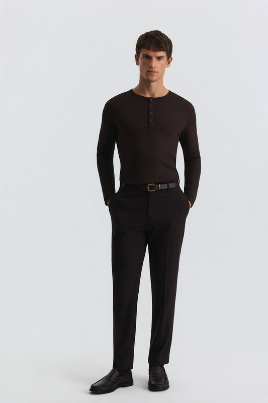 100% Cotton Button-Down Collar Ribbed T-Shirt