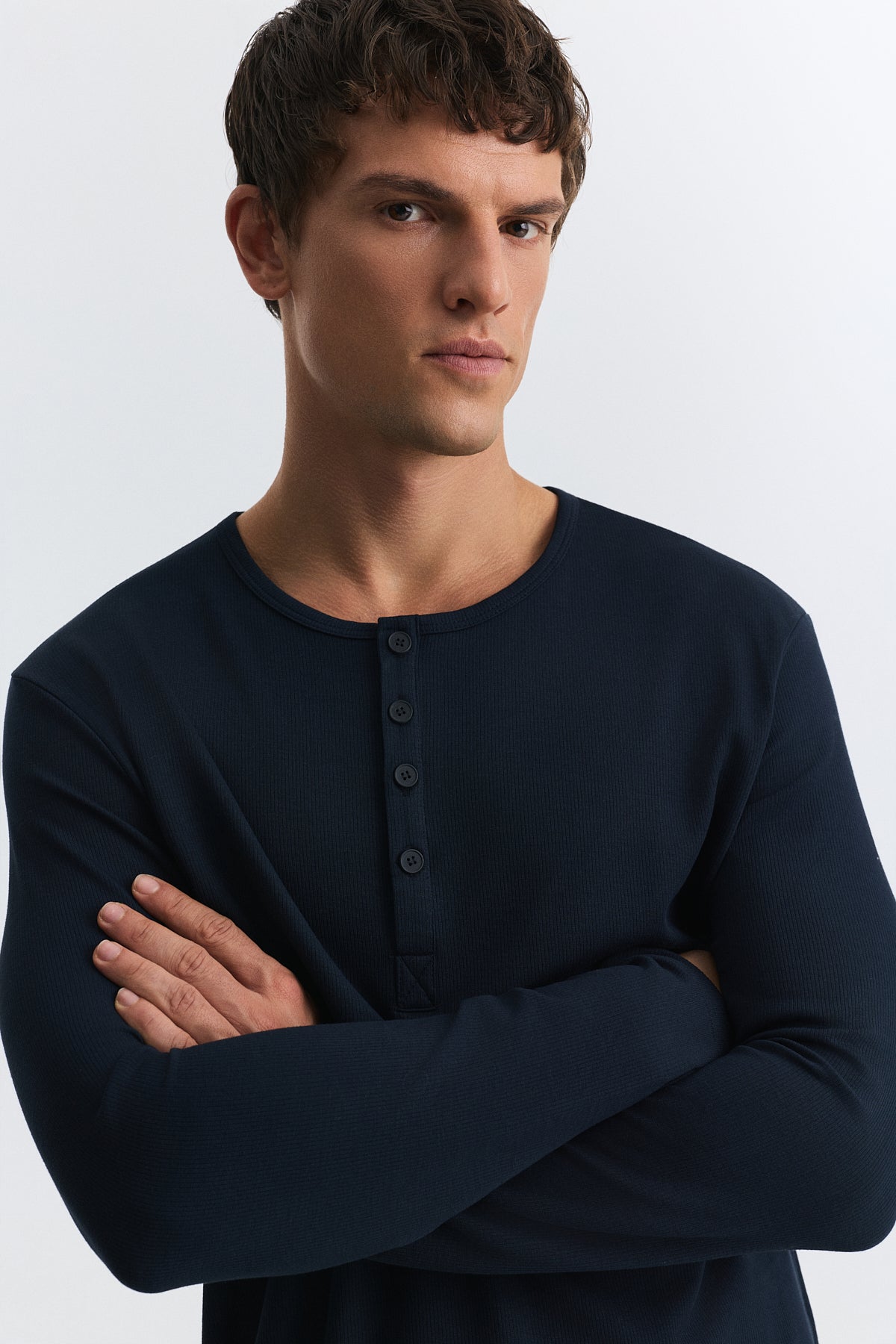 100% Cotton Button-Down Collar Ribbed T-Shirt