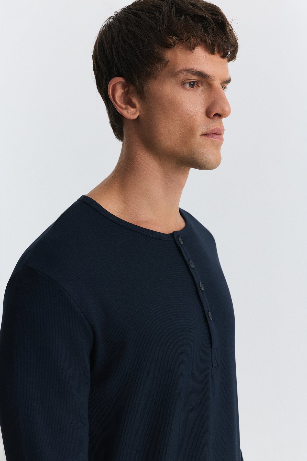 100% Cotton Button-Down Collar Ribbed T-Shirt