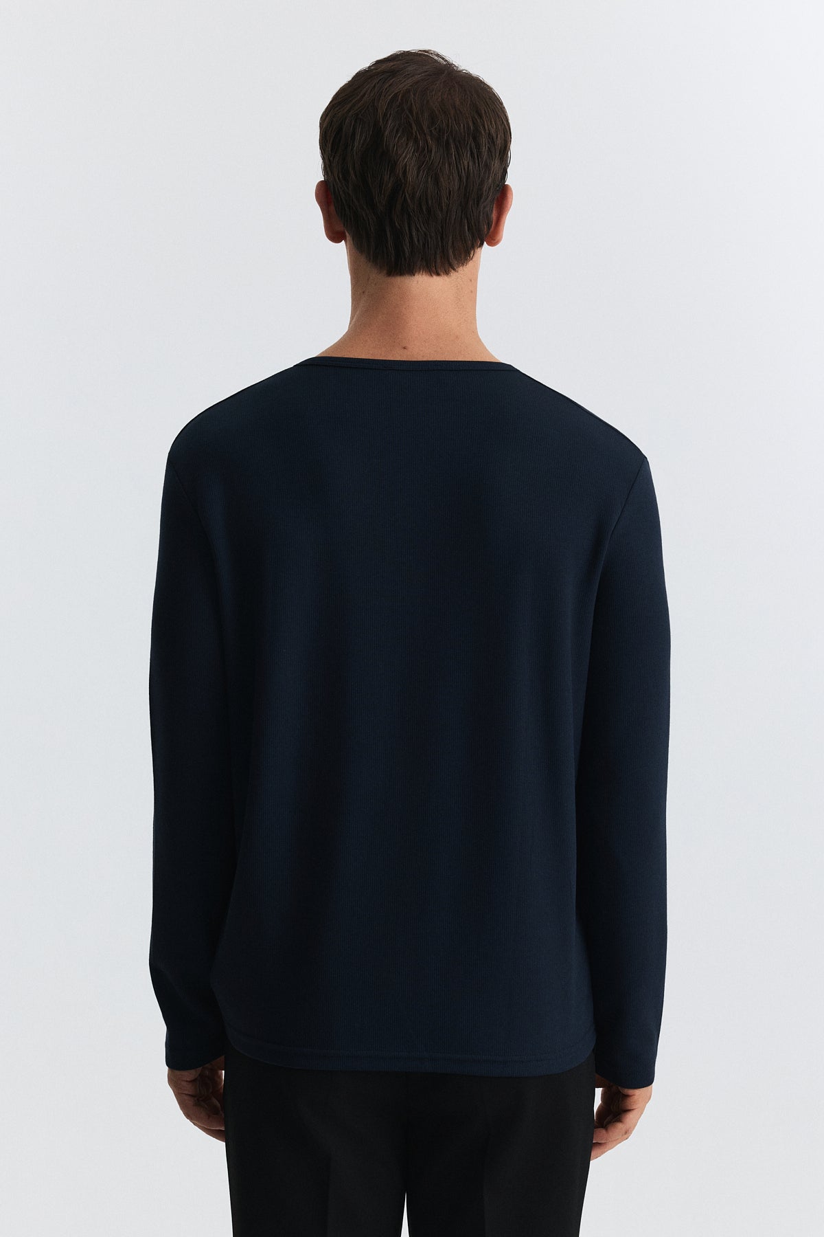 100% Cotton Button-Down Collar Ribbed T-Shirt