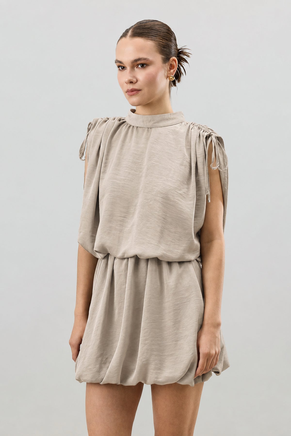Women's Dress with Gathered Shoulders