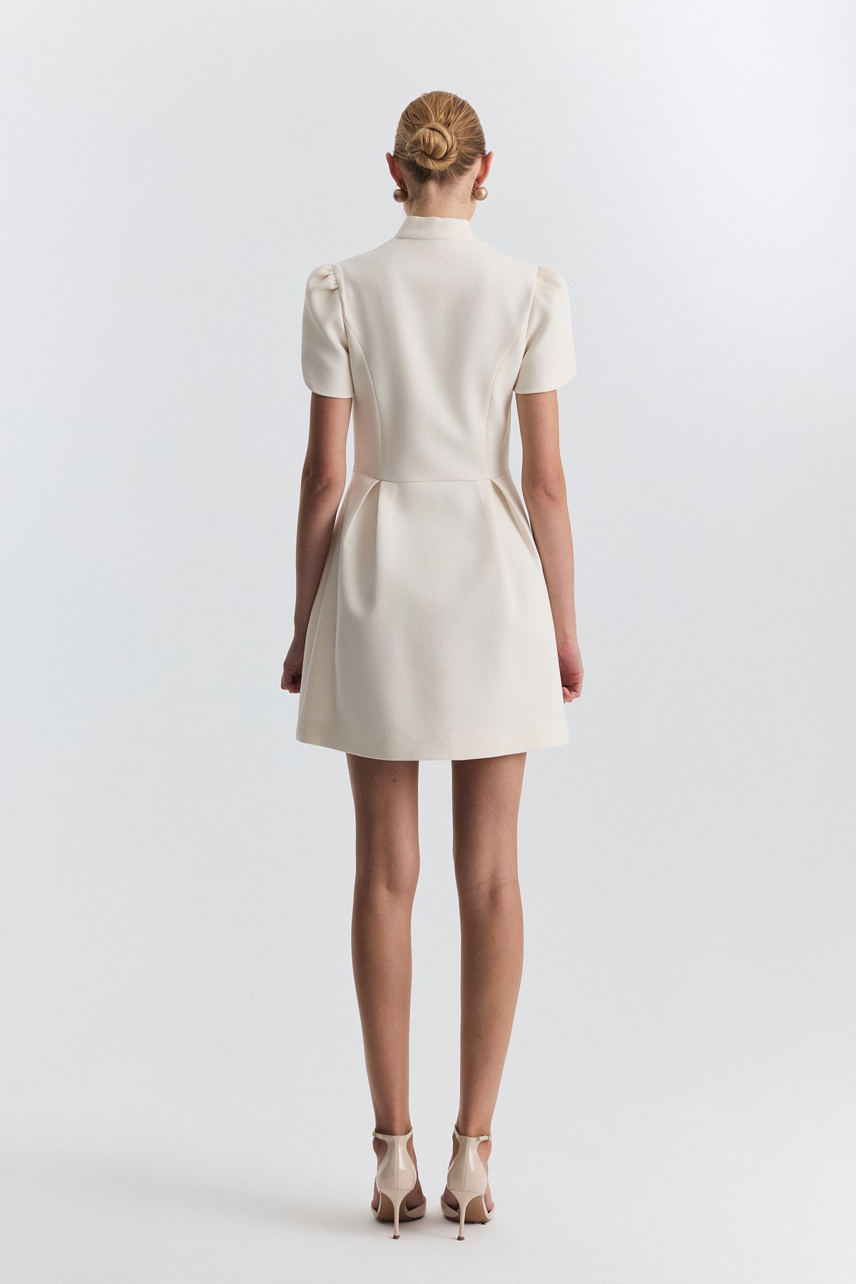 Pleated-Sleeve Mini Dress