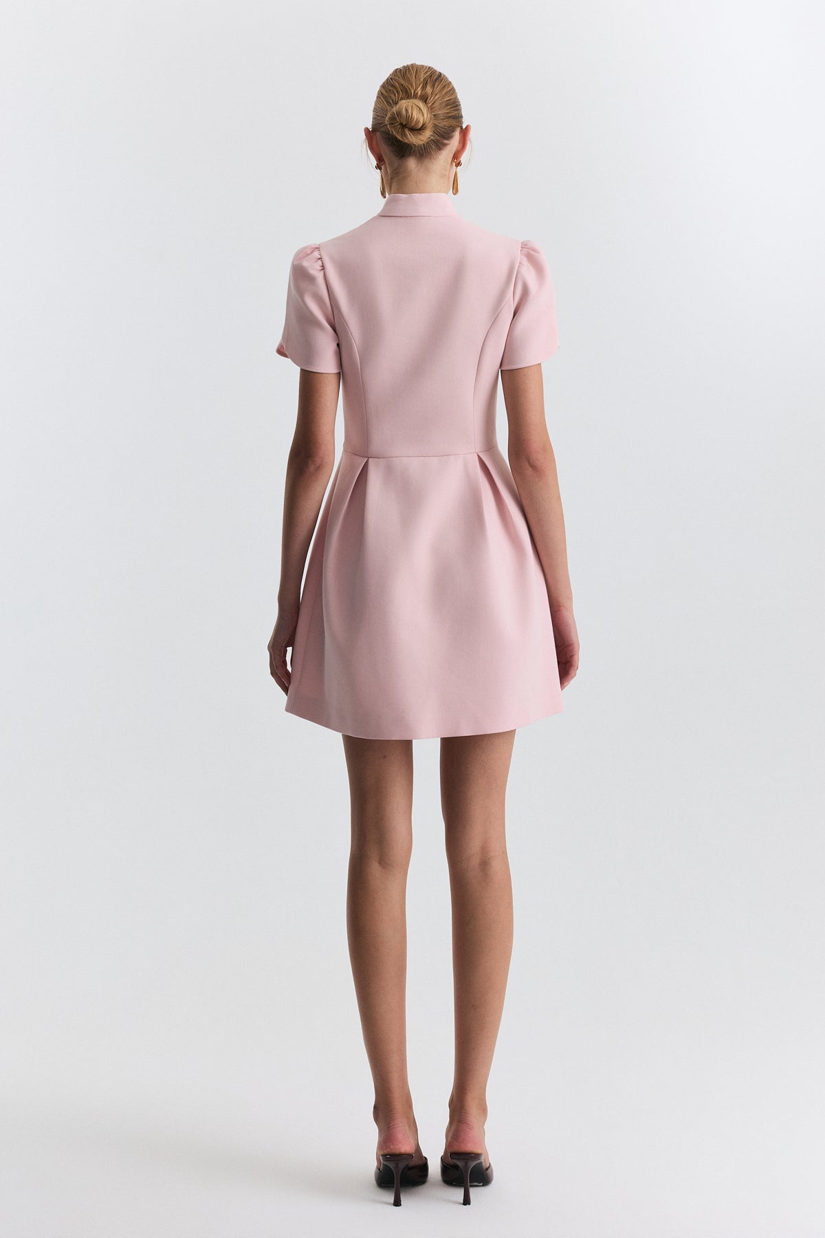 Pleated-Sleeve Mini Dress