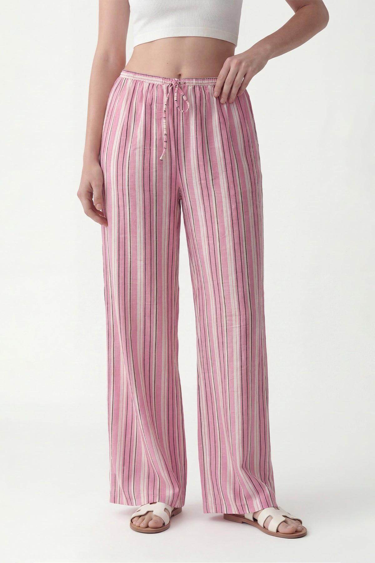Striped Wide-Leg Pants