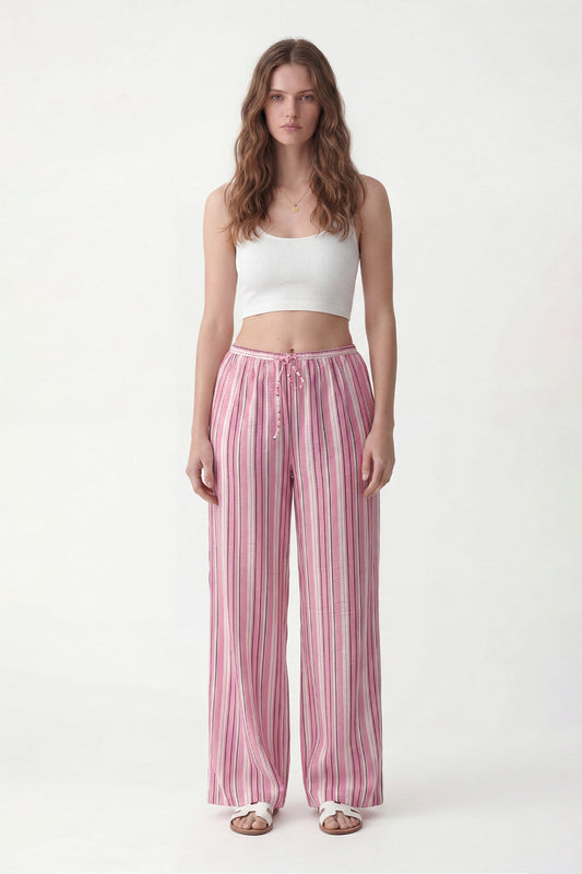 Striped Wide-Leg Pants