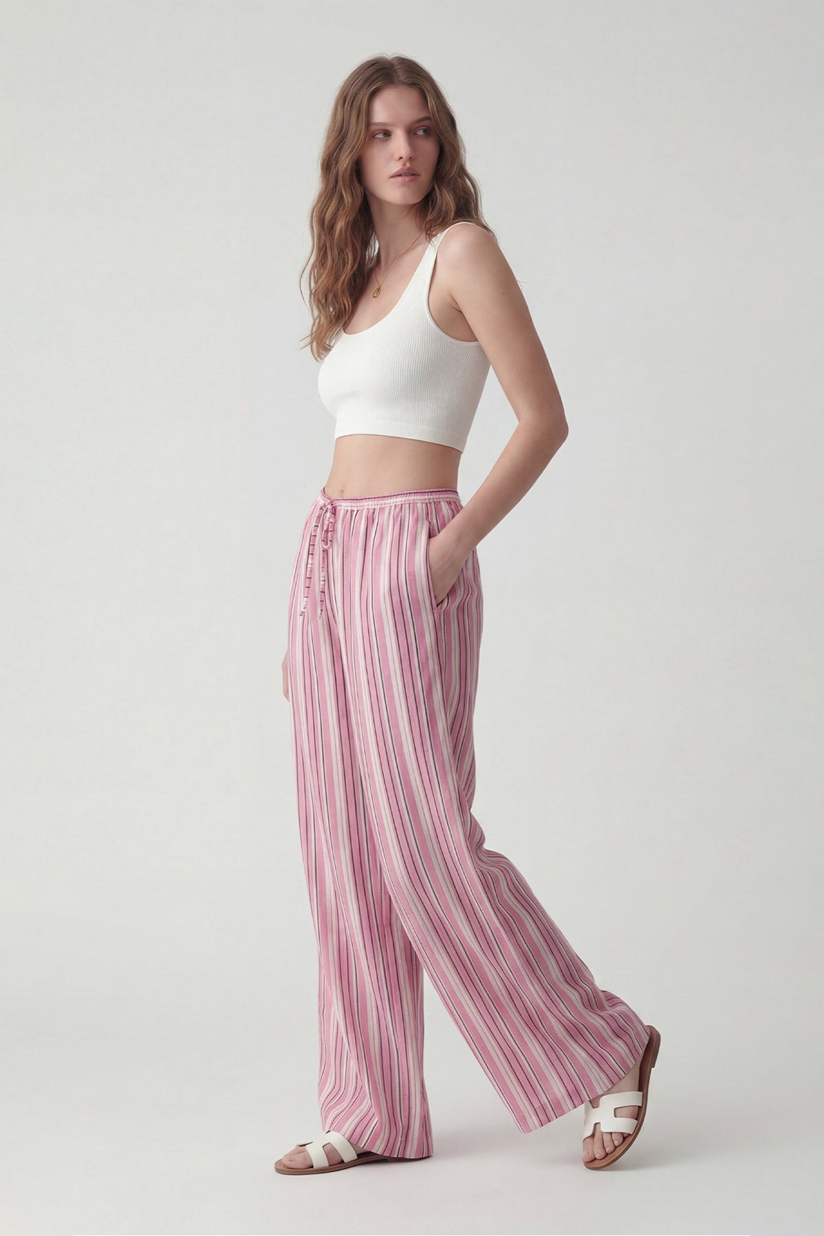 Striped Wide-Leg Pants
