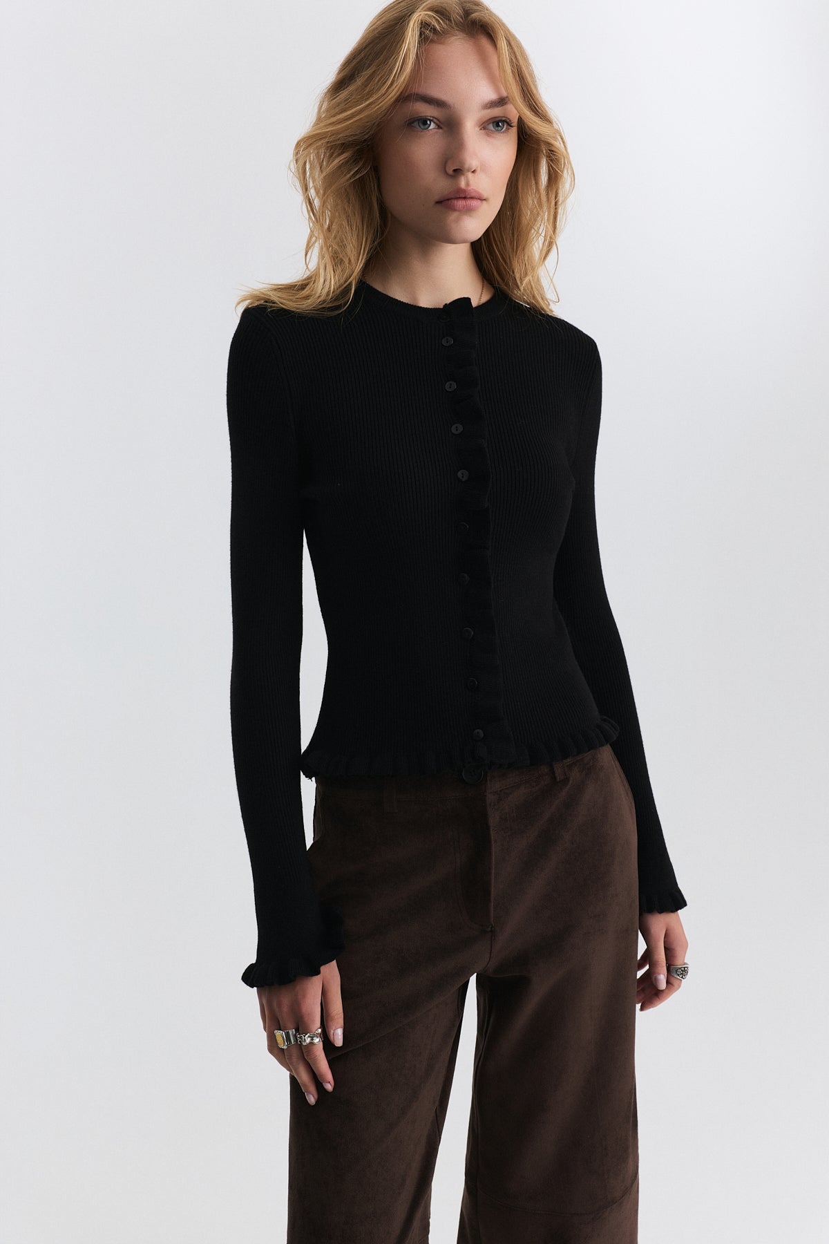 Sweater with Ruffled Details