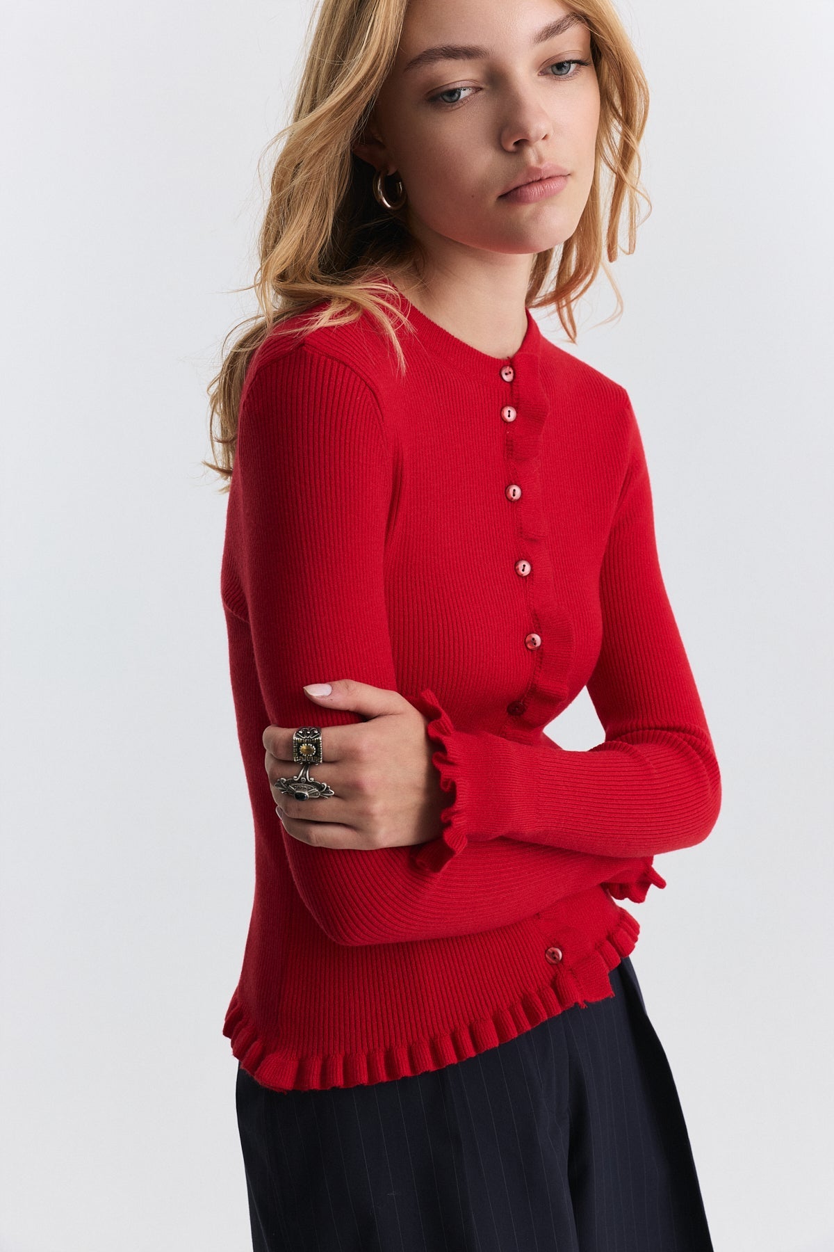 Sweater with Ruffled Details