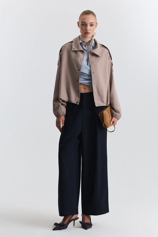 Lyocell-Blend Stand-Up Collar Jacket