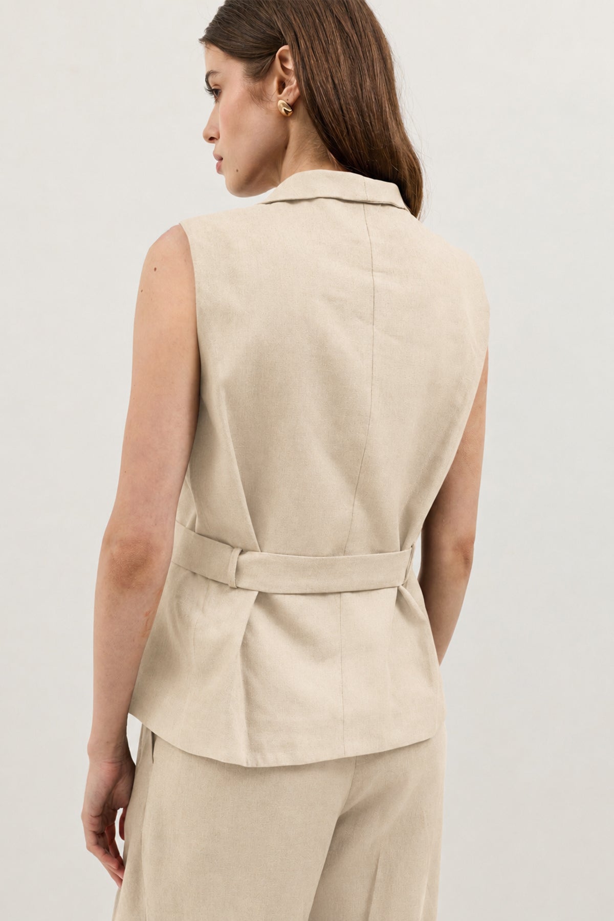 Women's Linen-Blend Wrap-Style Vest