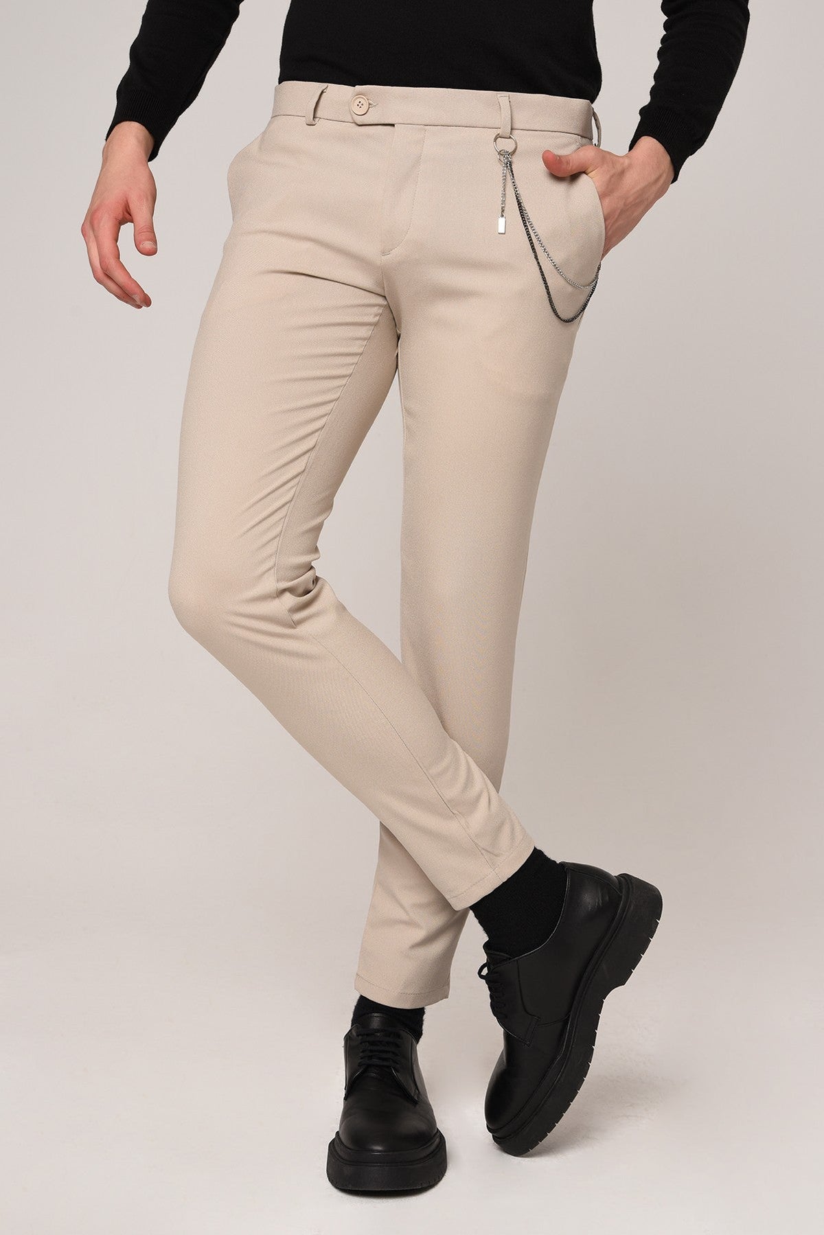Men's Accessories: Slim-Fit Pants with Detailed Design